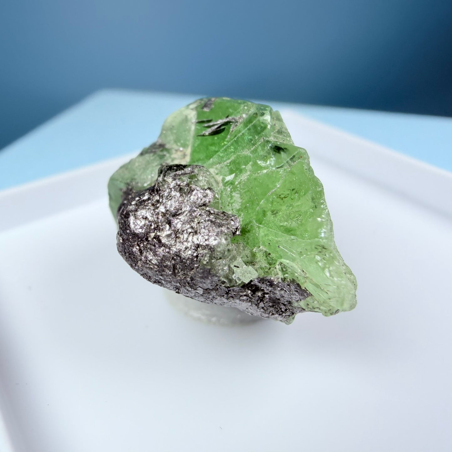 High Grade Tsavorite Garnet on Graphite Specimen in Box