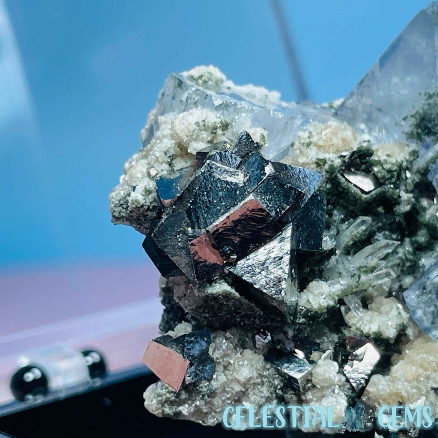 RARE Yaogangxian Colour-Zoned Fluorite with Pyrite, Mica, Quartz + Chlorite Small Cluster Specimen