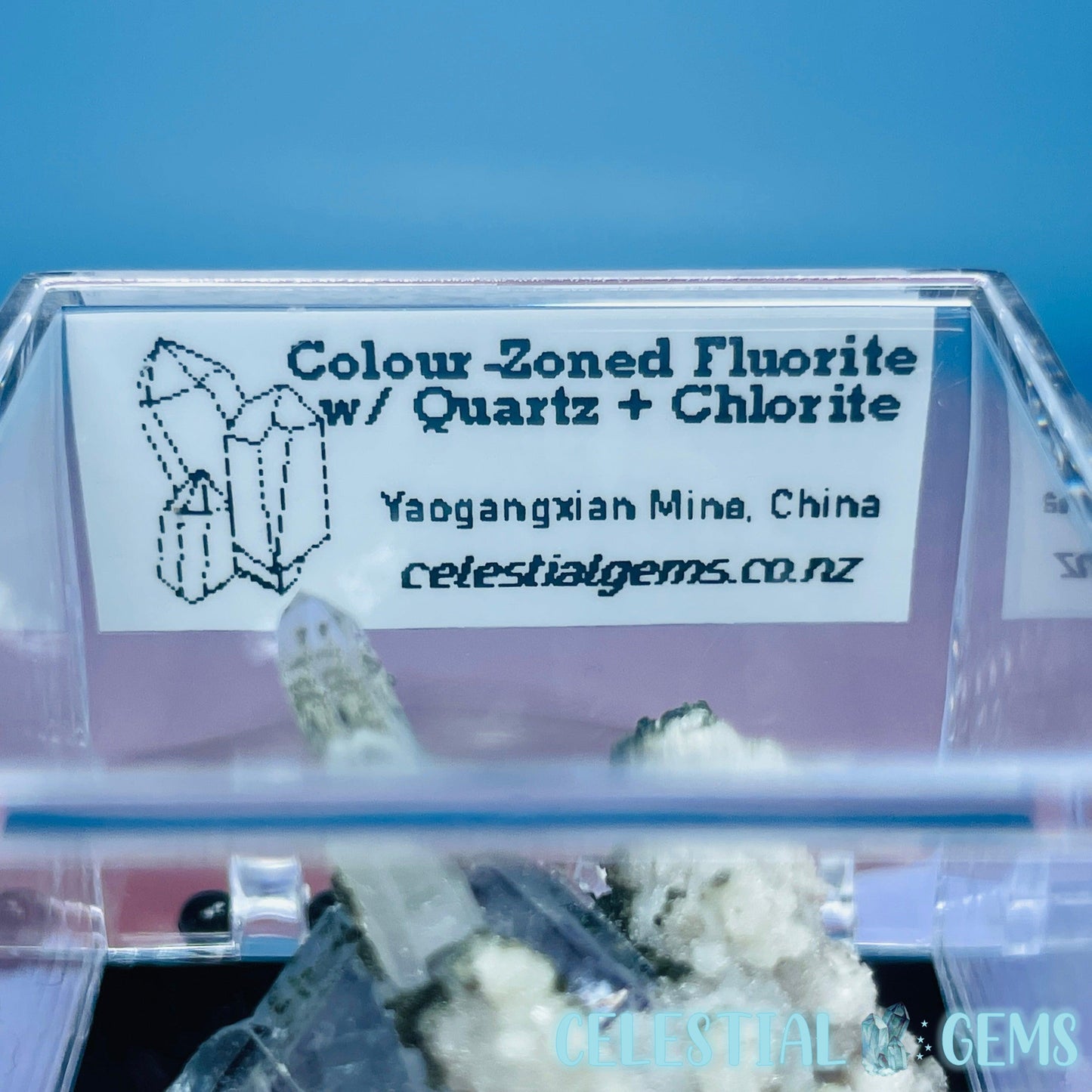 RARE Yaogangxian Colour-Zoned Fluorite, Chlorite + Quartz Mini Cluster Specimen