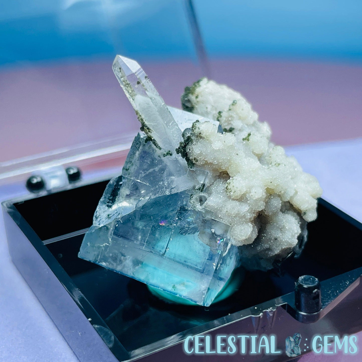 RARE Yaogangxian Colour-Zoned Fluorite, Chlorite + Quartz Mini Cluster Specimen