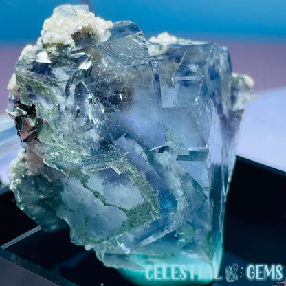 RARE Yaogangxian Colour-Zoned Fluorite, Mica, Chalcopyrite + Chlorite Mini Cluster Specimen