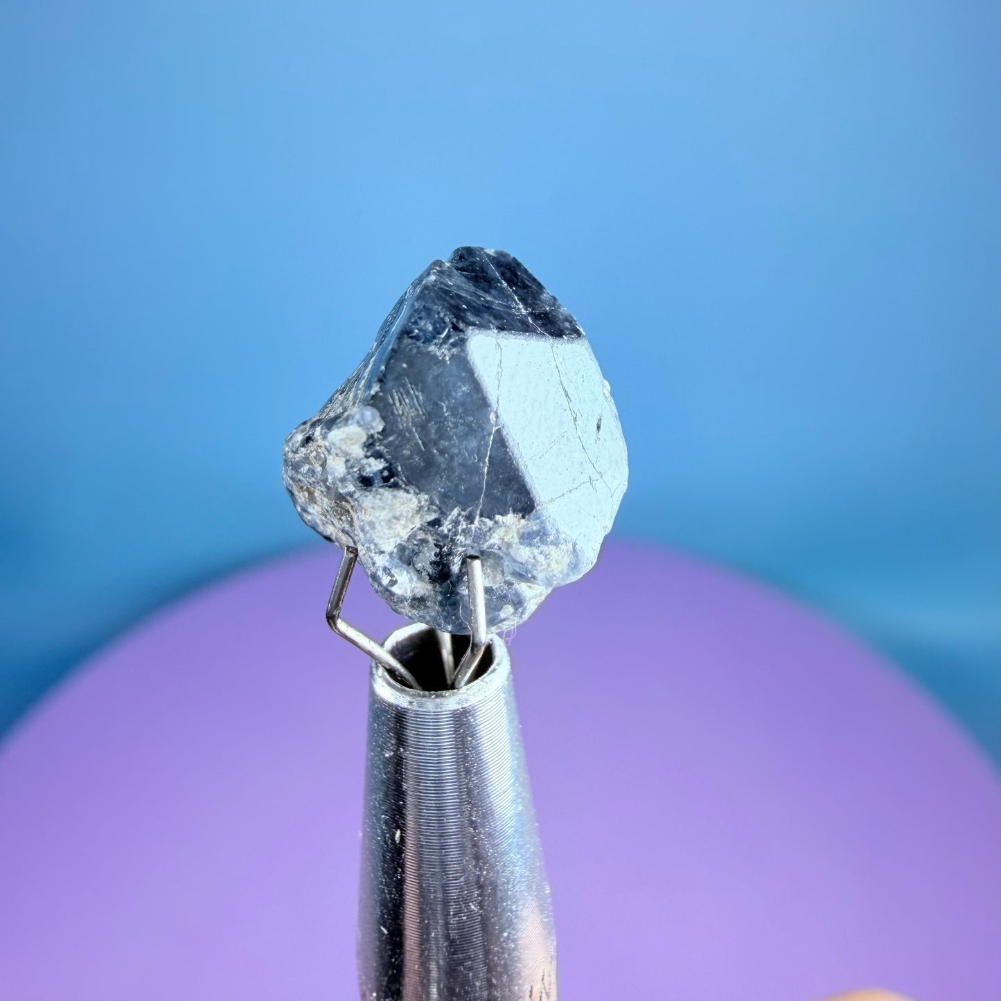 Rare Ceylon Blue Spinel Crystal Specimen in Pottle