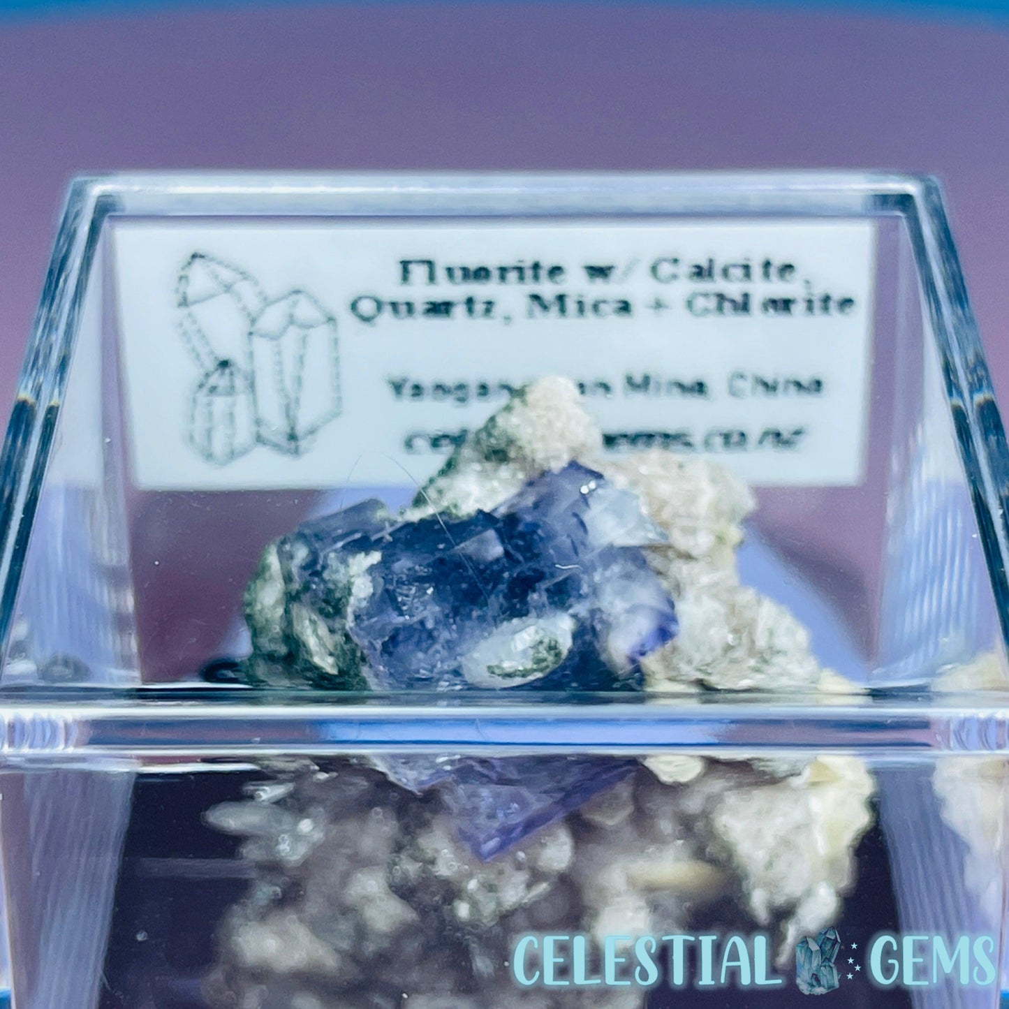 RARE Yaogangxian Fluorite with Calcite, Mica, Chlorite + Quartz Mini Cluster Specimen