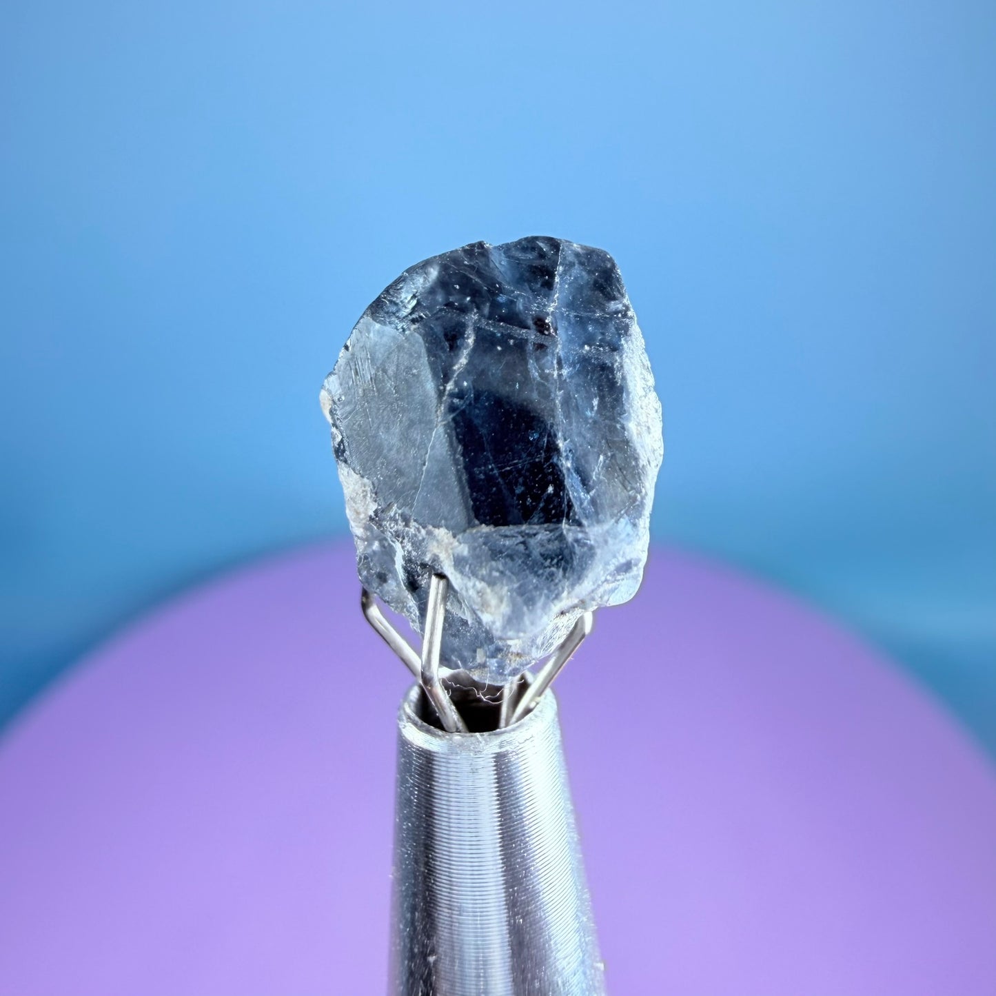 Rare Ceylon Blue Spinel Crystal Specimen in Pottle