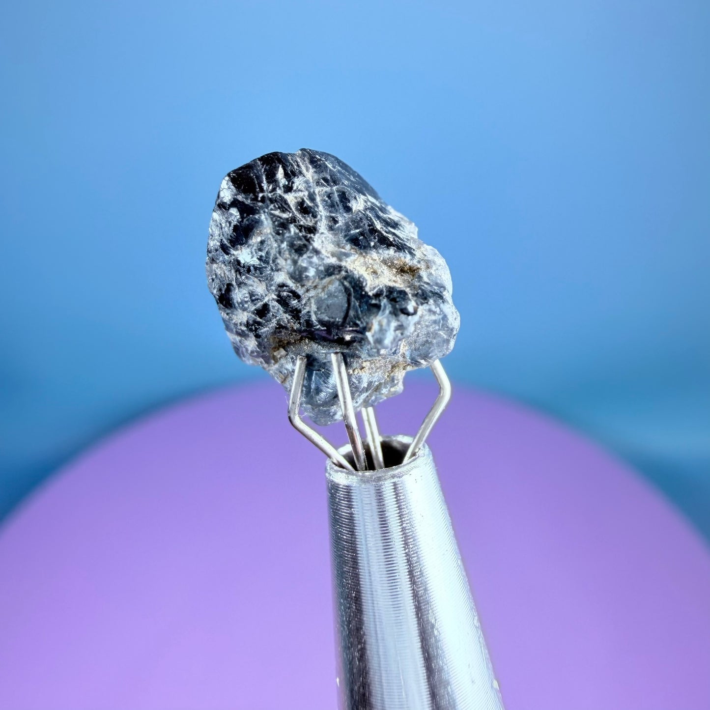Rare Ceylon Blue Spinel Crystal Specimen in Pottle