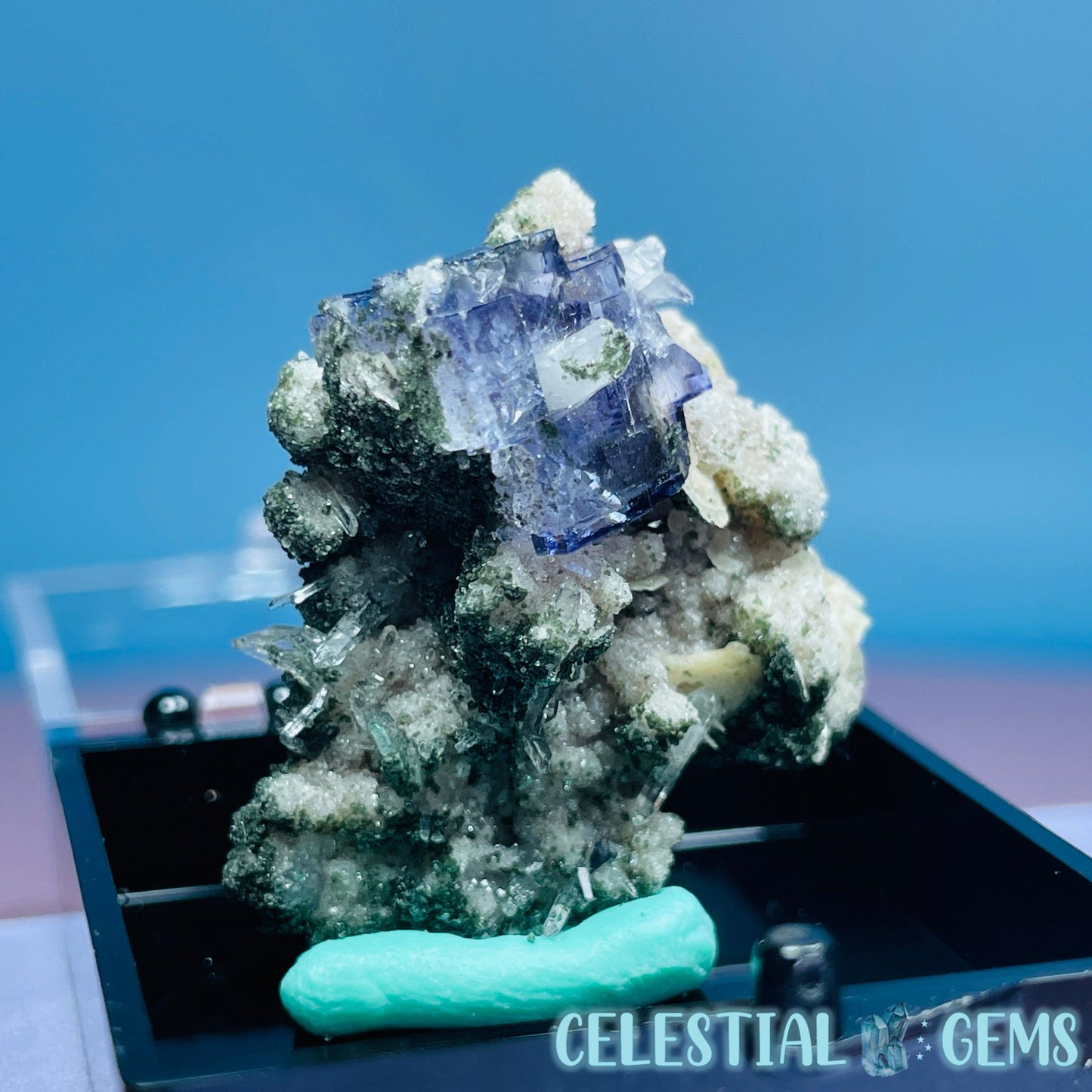 RARE Yaogangxian Fluorite with Calcite, Mica, Chlorite + Quartz Mini Cluster Specimen