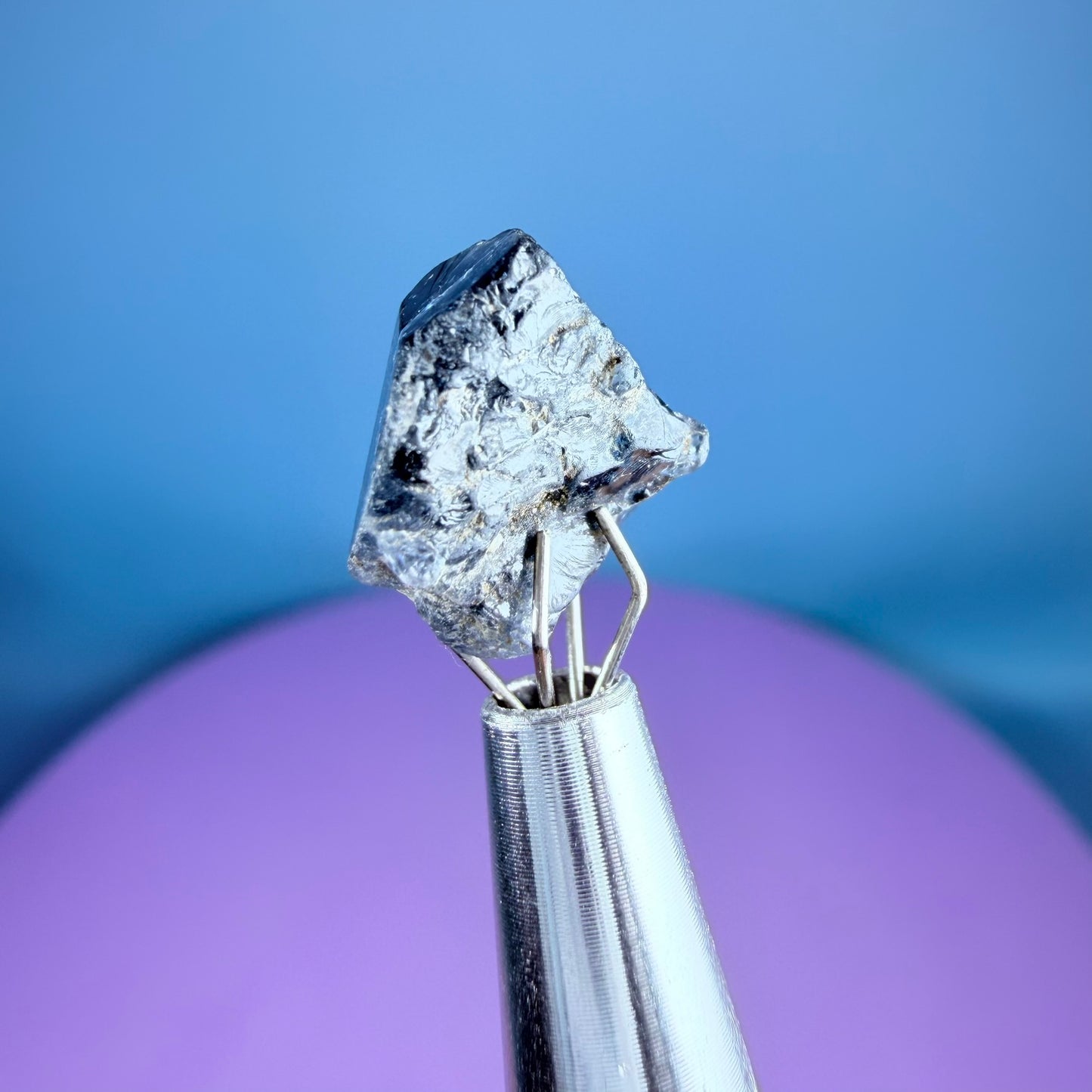 Rare Ceylon Blue Spinel Crystal Specimen in Pottle