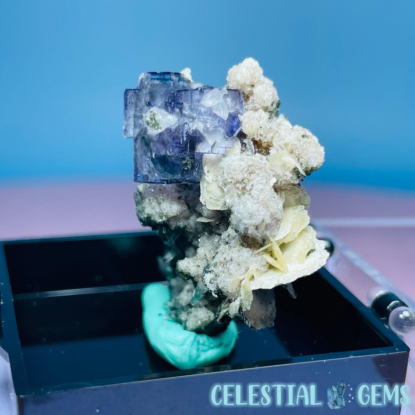 RARE Yaogangxian Fluorite with Calcite, Mica, Chlorite + Quartz Mini Cluster Specimen