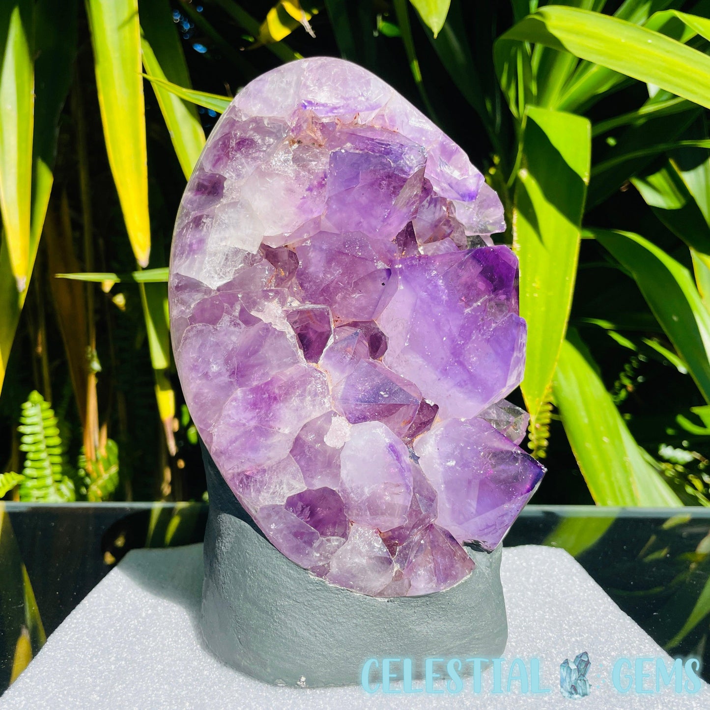 Amethyst Large Polished Standing Cluster with Concrete Base