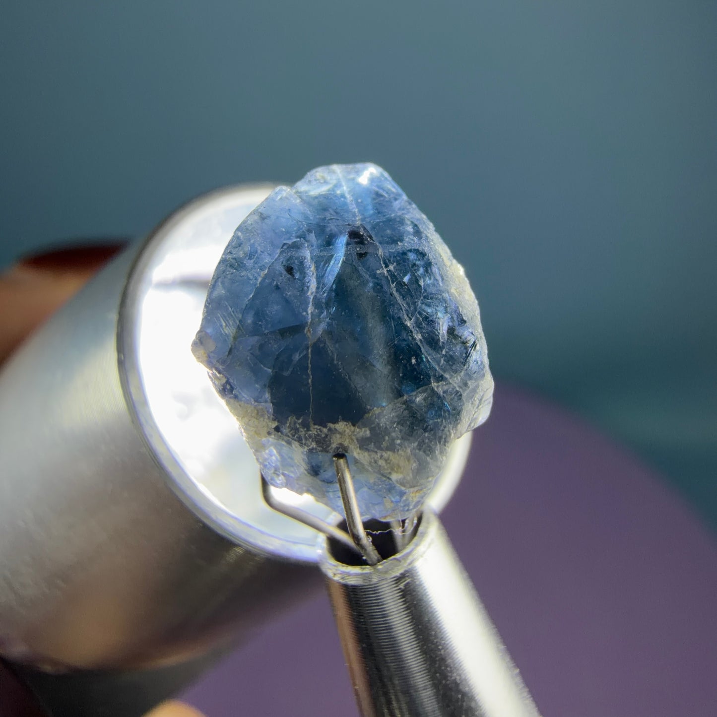 Rare Ceylon Blue Spinel Crystal Specimen in Pottle