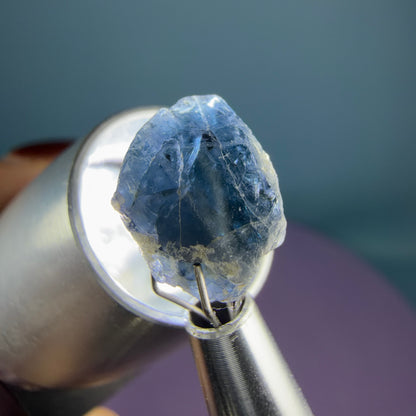 Rare Ceylon Blue Spinel Crystal Specimen in Pottle