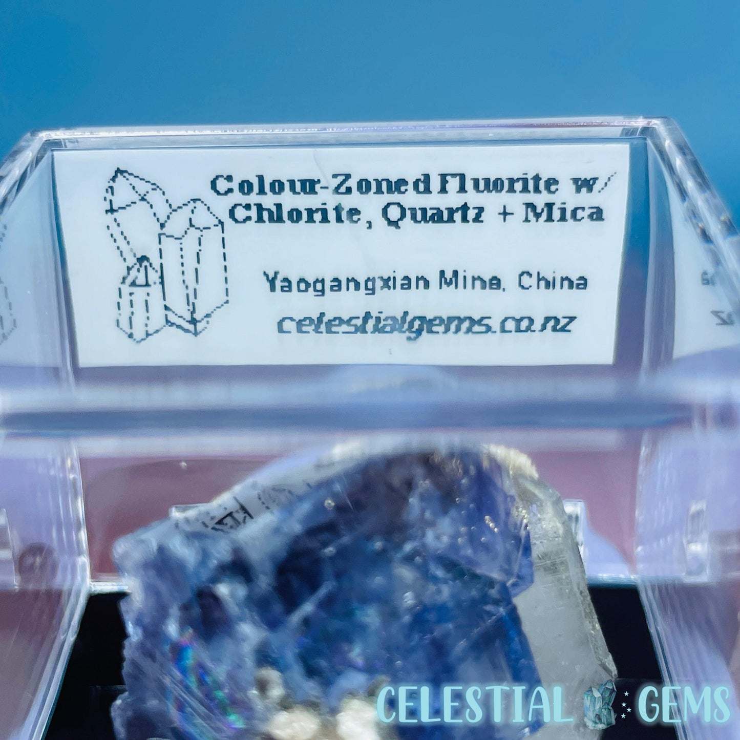 RARE Yaogangxian Colour-Zoned Fluorite with Mica, Chlorite + Quartz Mini Cluster Specimen