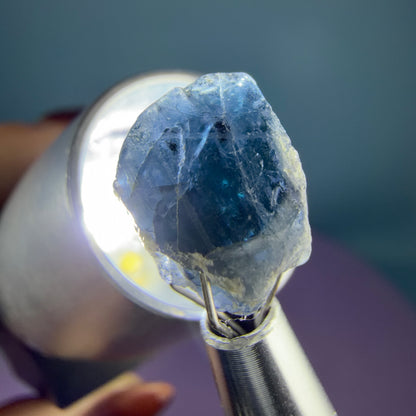 Rare Ceylon Blue Spinel Crystal Specimen in Pottle
