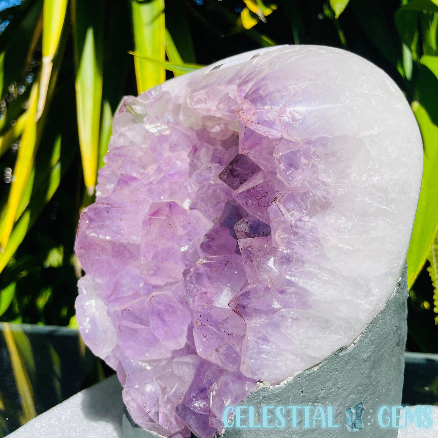 Amethyst Large Polished Standing Cluster with Concrete Base