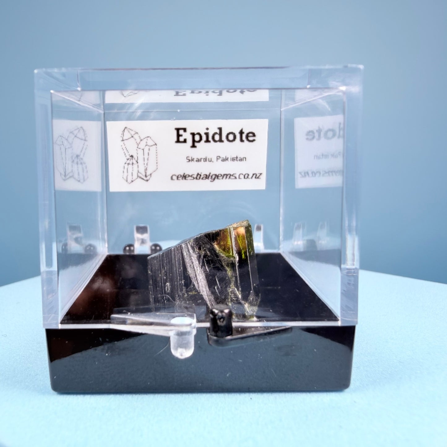 Gem Epidote Crystal Specimen in Box