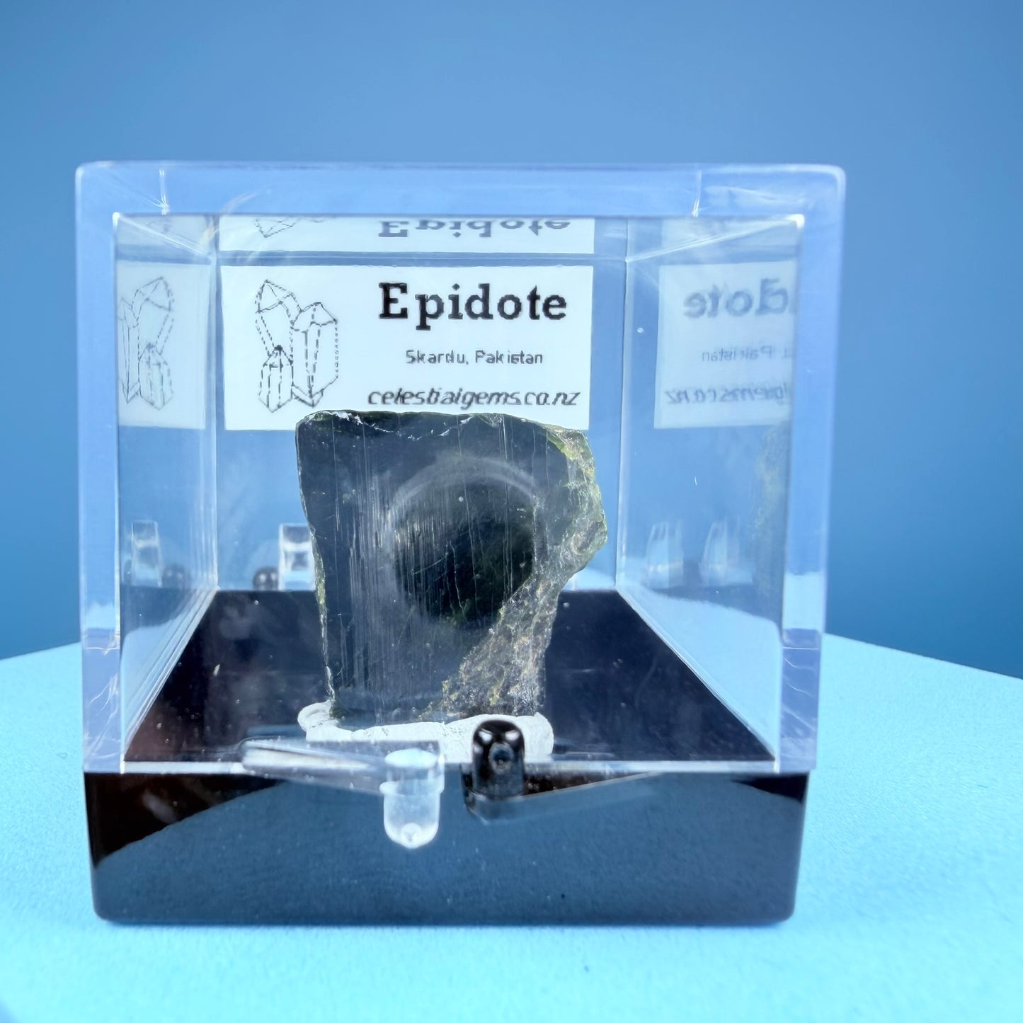 Gem Epidote Crystal Specimen in Box