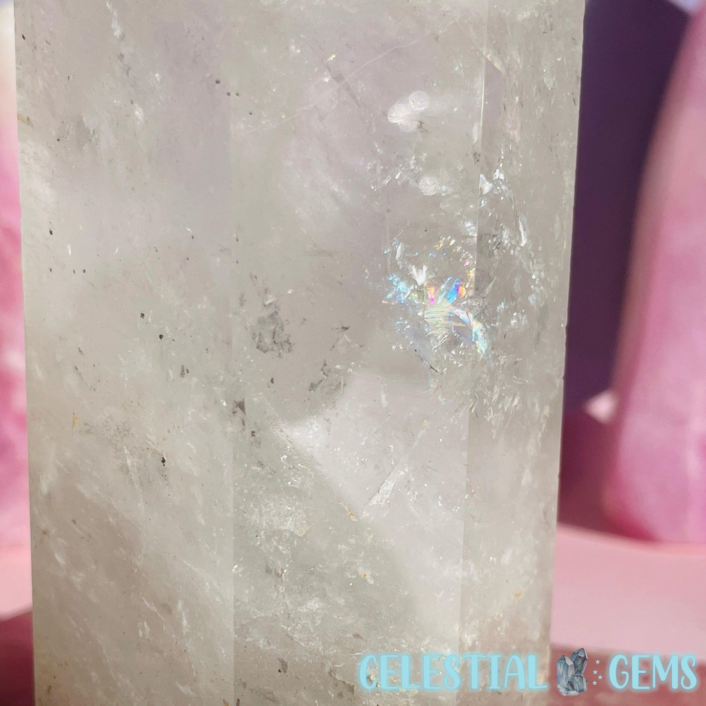 Rainbow Flash Clear Quartz Large Tower