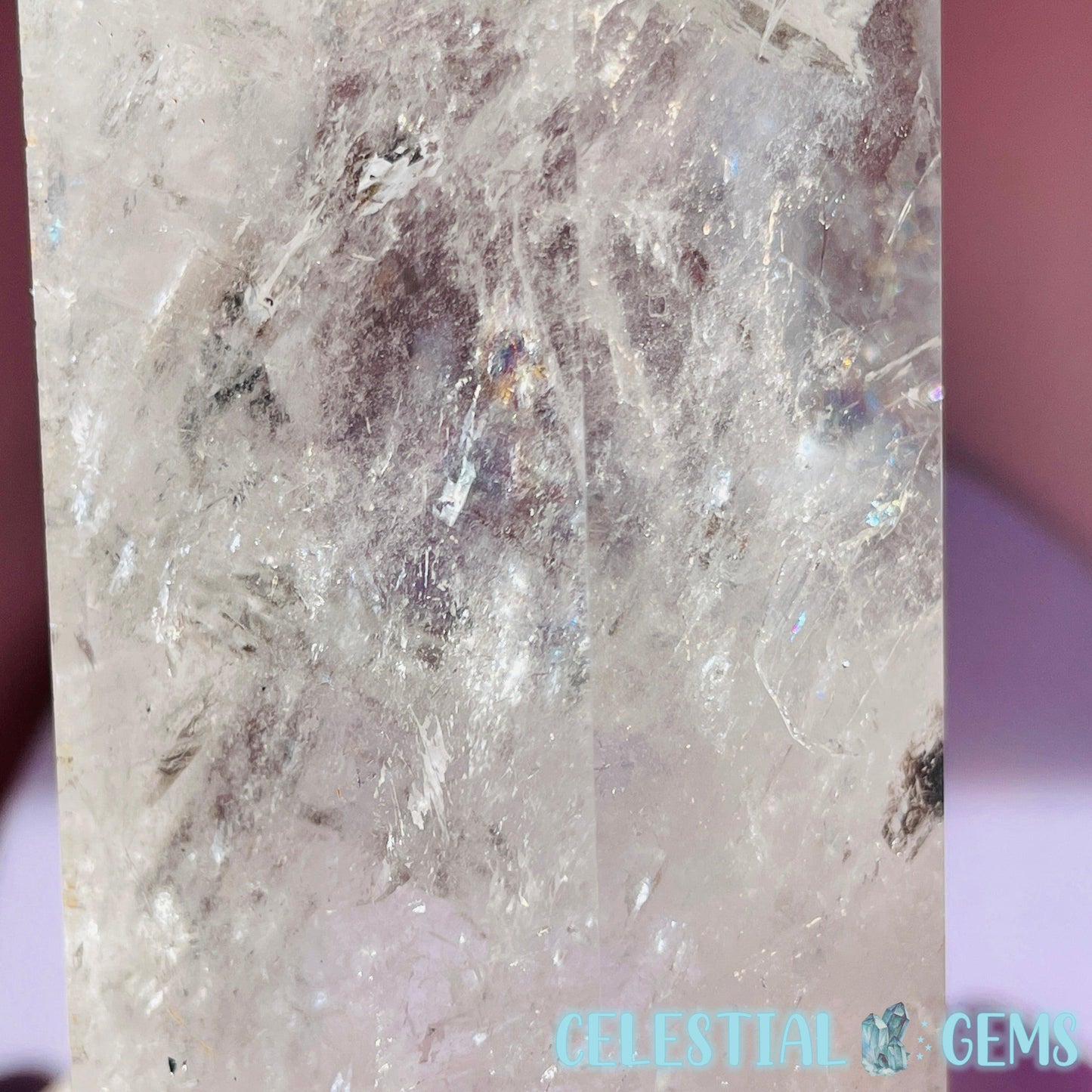 Rainbow Flash Clear Quartz Large Tower