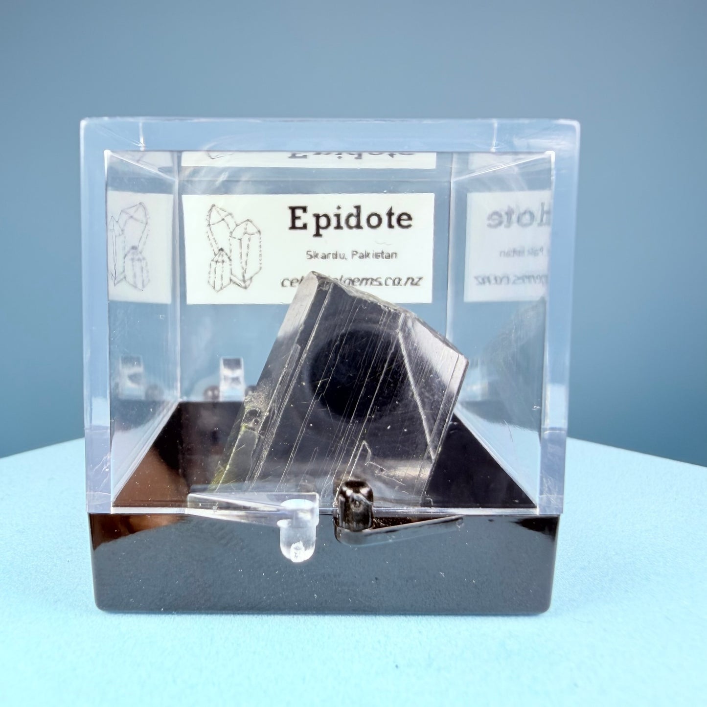 Gem Epidote Crystal Specimen in Box