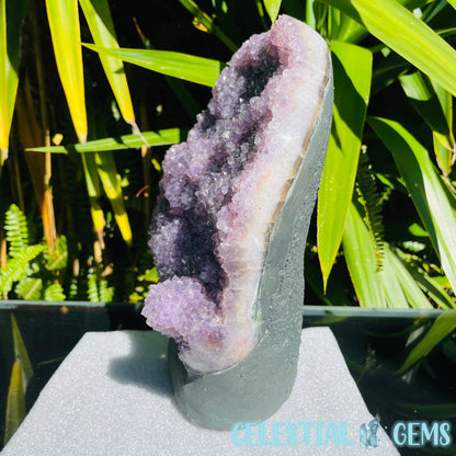 Amethyst Large Polished Standing Cluster with Concrete Base