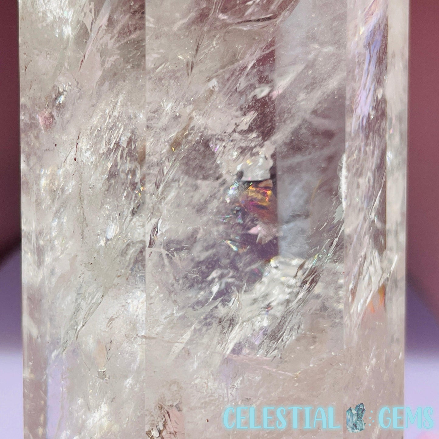 Rainbow Flash Clear Quartz Large Tower