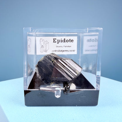 Gem Epidote Crystal Specimen in Box