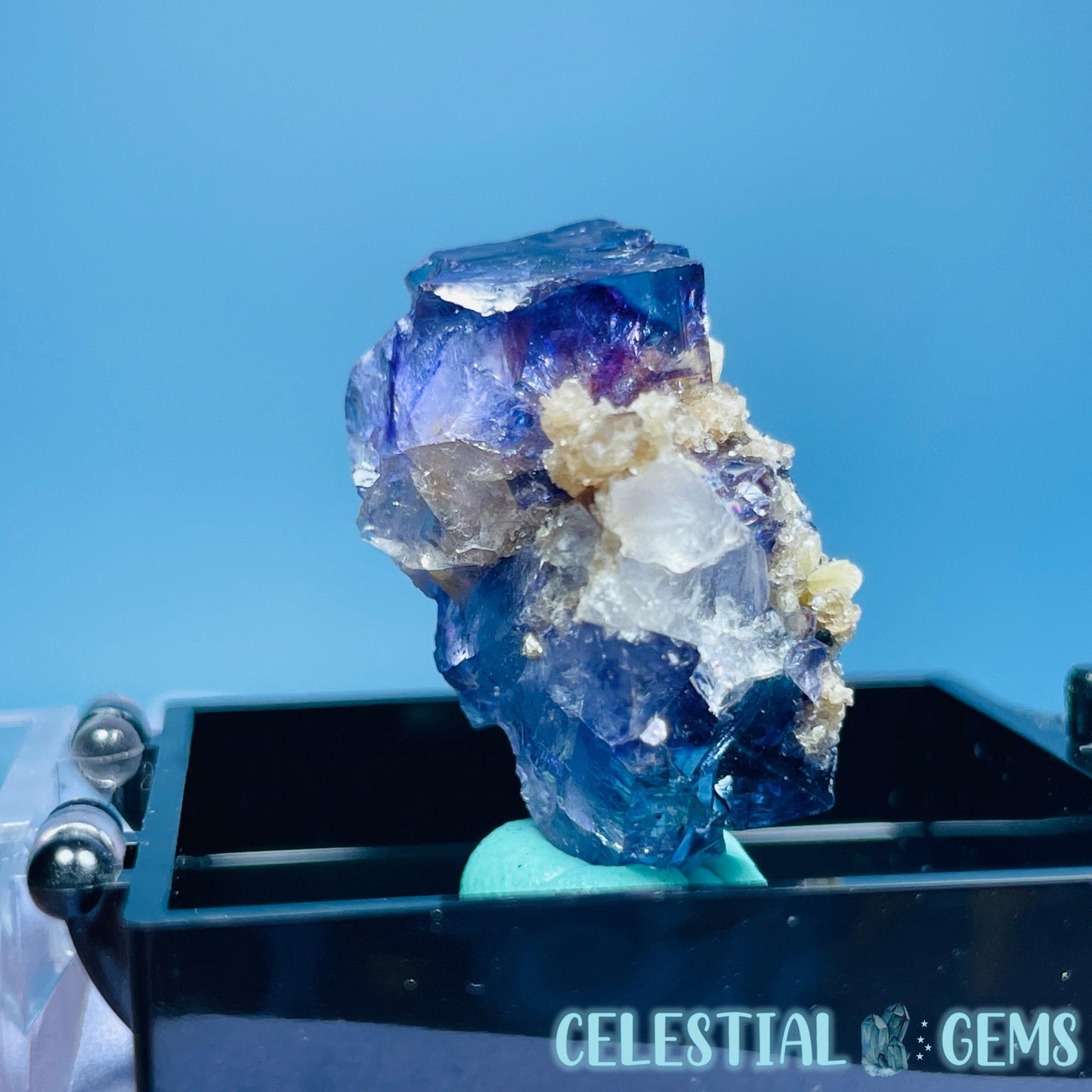 RARE Yaogangxian Colour-Zoned Fluorite with Mica + Calcite Mini Cluster Specimen