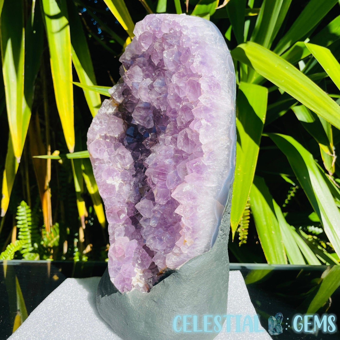 Amethyst Large Polished Standing Cluster with Concrete Base
