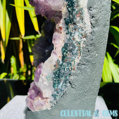 Amethyst Large Polished Standing Cluster with Concrete Base