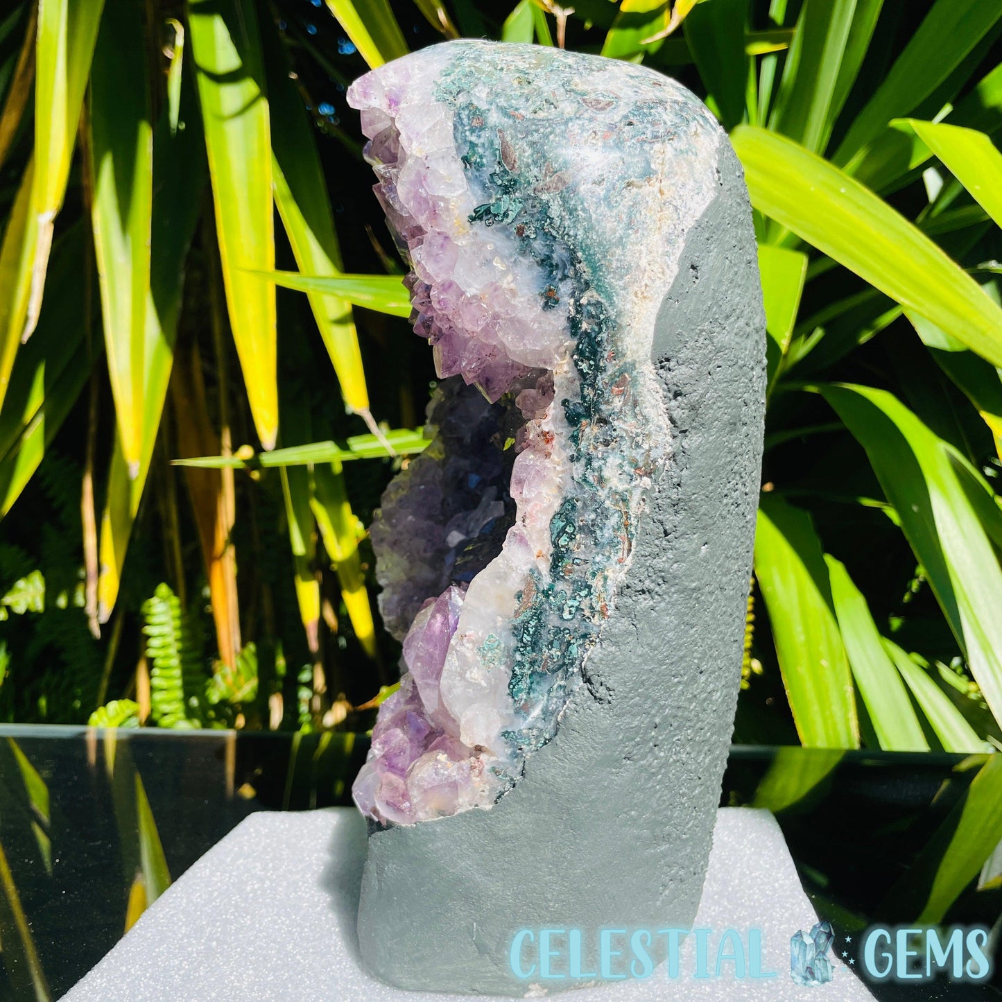 Amethyst Large Polished Standing Cluster with Concrete Base