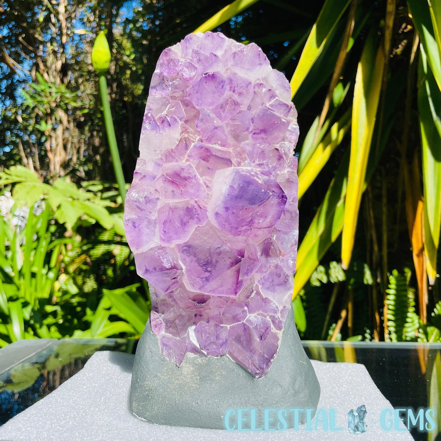 Amethyst Large Polished Standing Cluster with Concrete Base