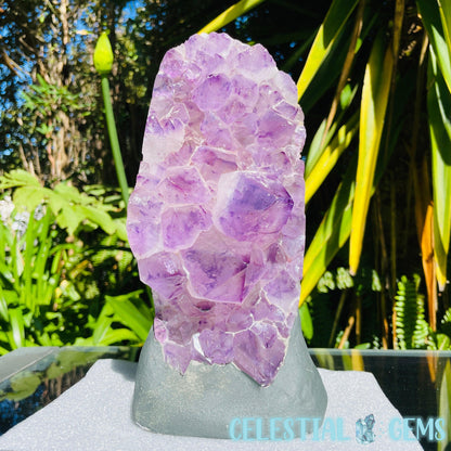 Amethyst Large Polished Standing Cluster with Concrete Base