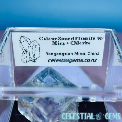 RARE Yaogangxian Colour-Zoned Fluorite with Mica + Chlorite Mini Cluster Specimen