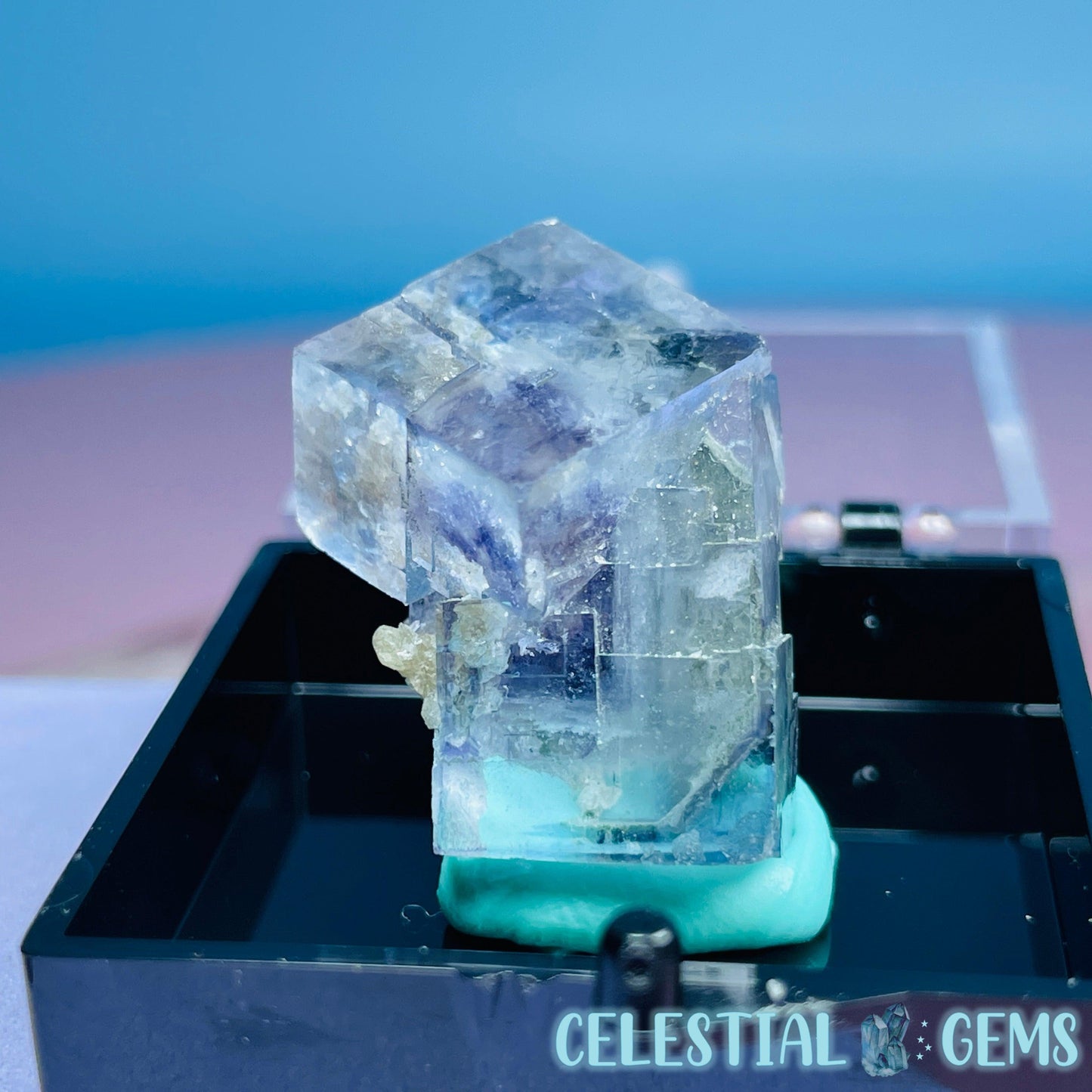 RARE Yaogangxian Colour-Zoned Fluorite with Mica + Chlorite Mini Cluster Specimen