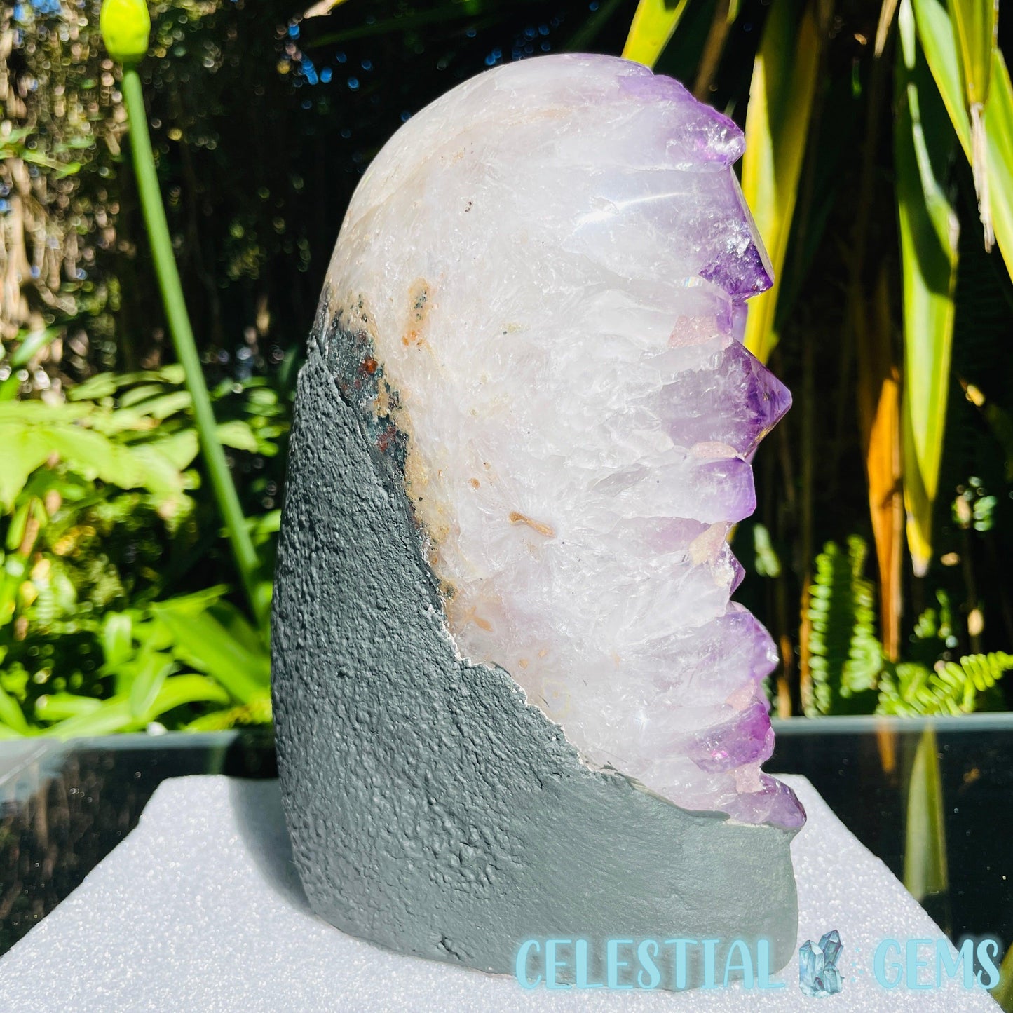 Amethyst Large Polished Standing Cluster with Concrete Base