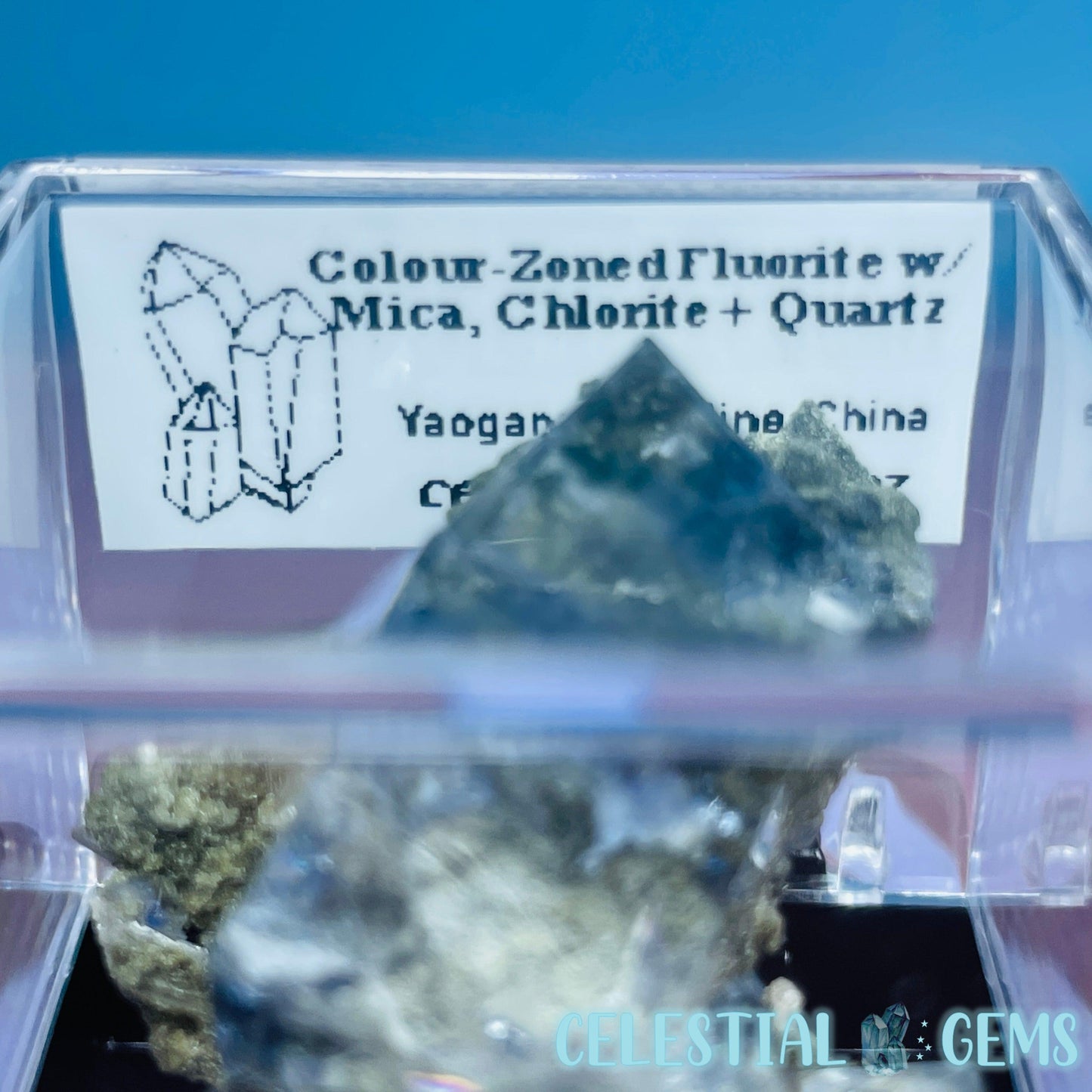 RARE Yaogangxian Colour-Zoned Fluorite with Mica, Chlorite + Quartz Mini Cluster Specimen