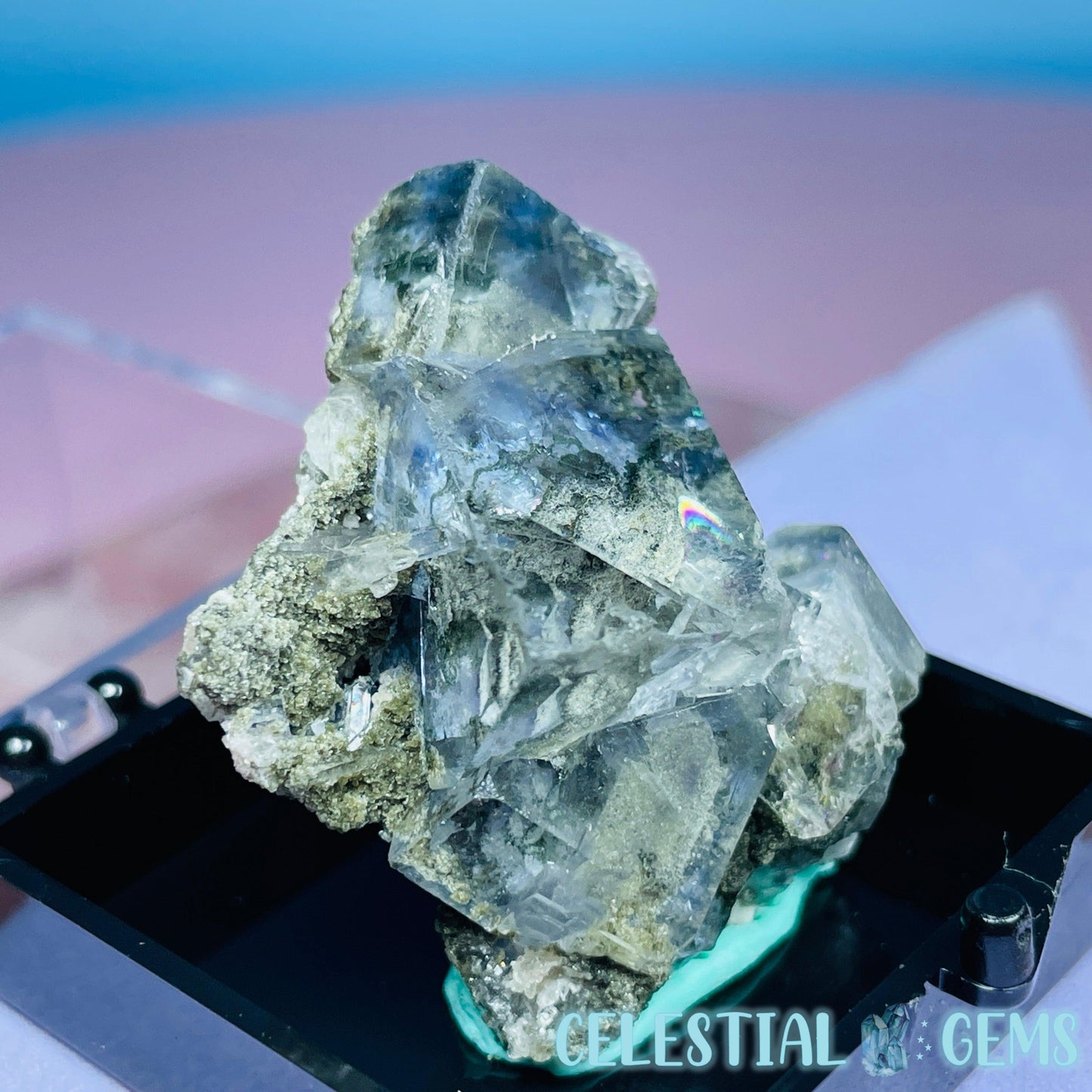 RARE Yaogangxian Colour-Zoned Fluorite with Mica, Chlorite + Quartz Mini Cluster Specimen