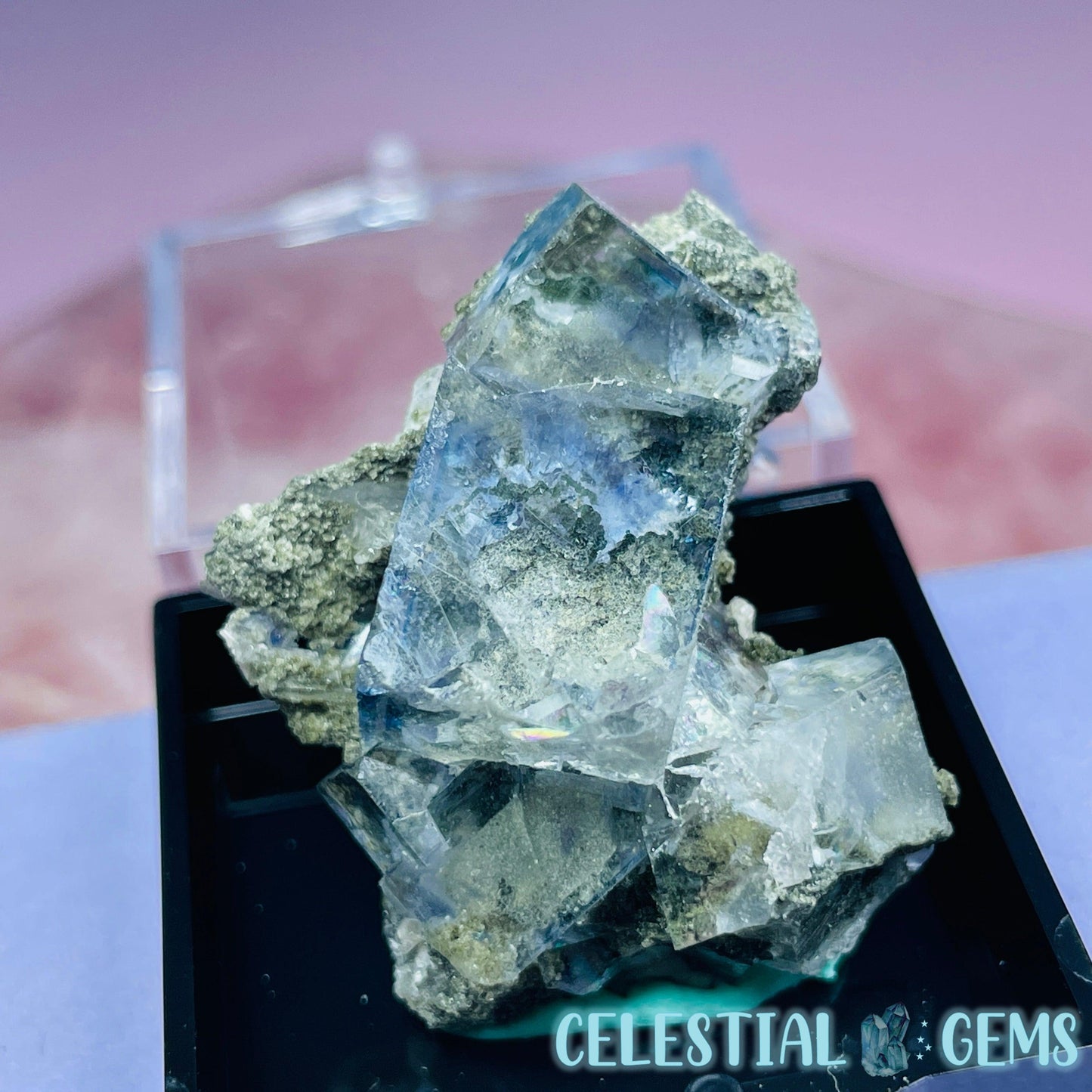 RARE Yaogangxian Colour-Zoned Fluorite with Mica, Chlorite + Quartz Mini Cluster Specimen