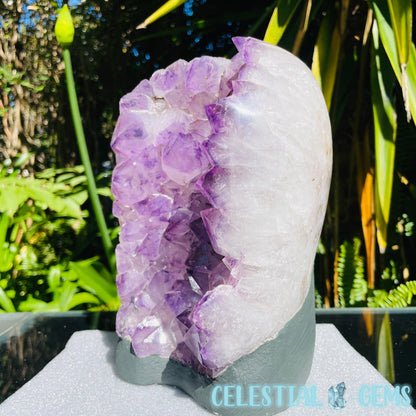 Amethyst Large Polished Standing Cluster with Concrete Base