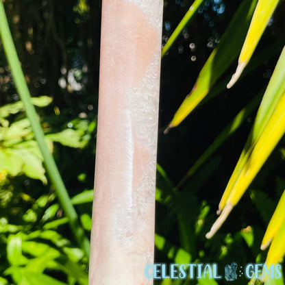 Pink Amethyst + Quartz XL Crescent Moon Carving on Stand