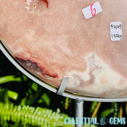 Pink Amethyst + Quartz XL Crescent Moon Carving on Stand