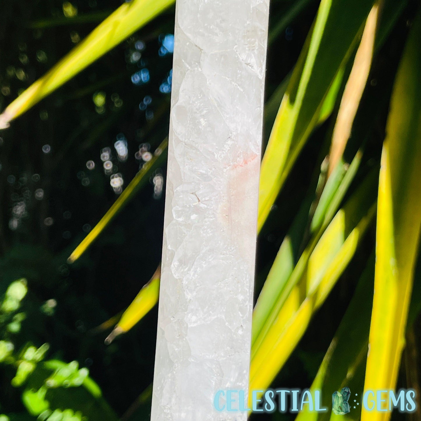 Pink Amethyst + Quartz XL Crescent Moon Carving on Stand