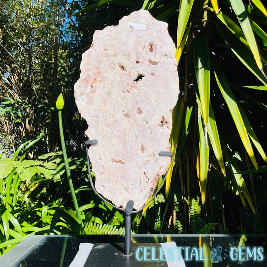 Pink Amethyst XL Semi-Polished Slice on Stand