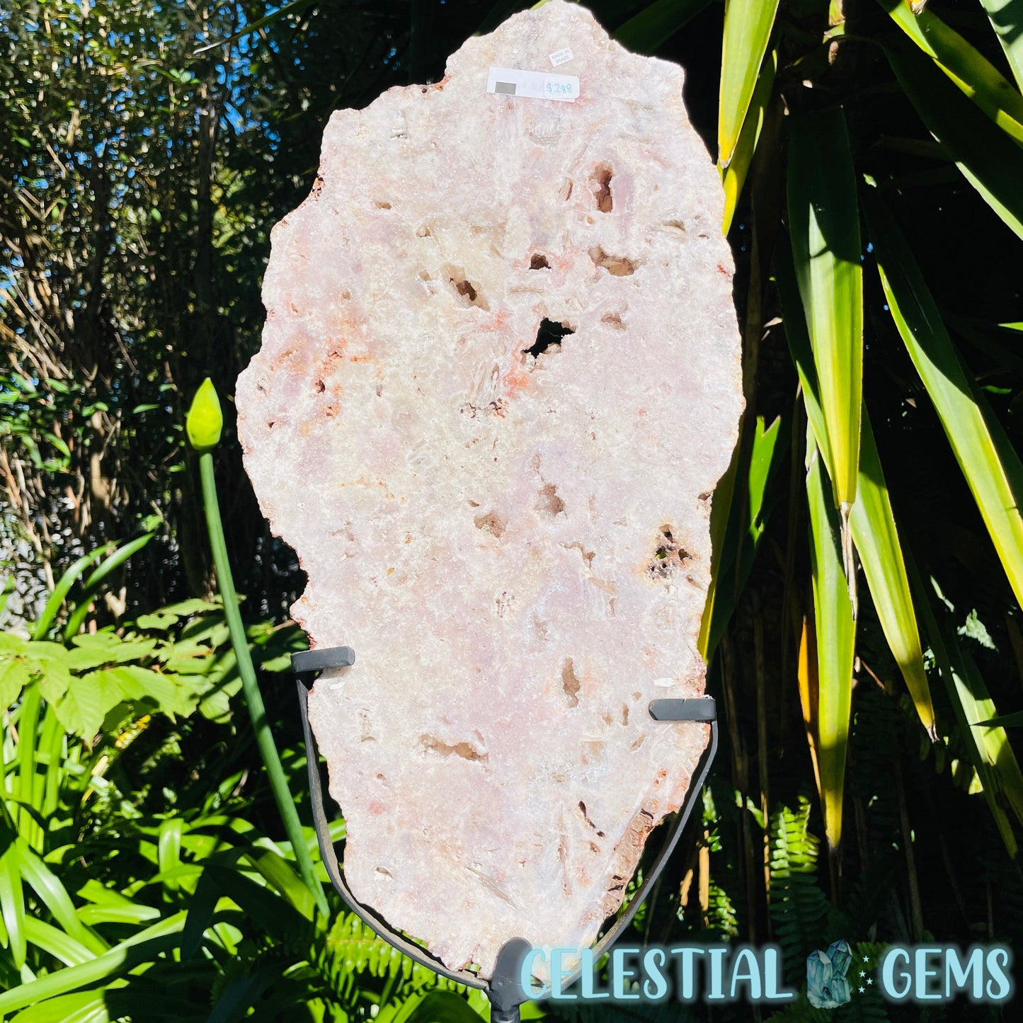 Pink Amethyst XL Semi-Polished Slice on Stand