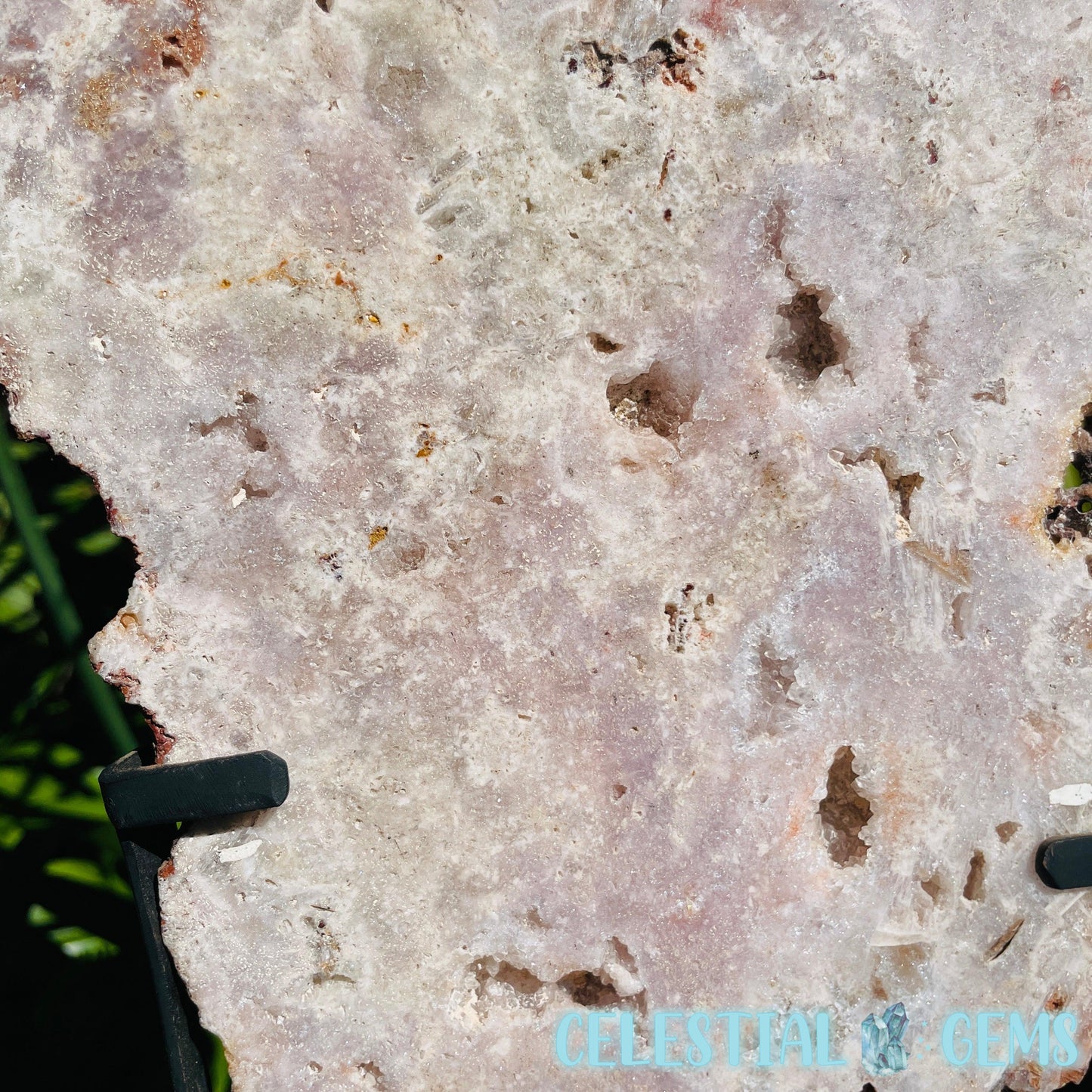 Pink Amethyst XL Semi-Polished Slice on Stand