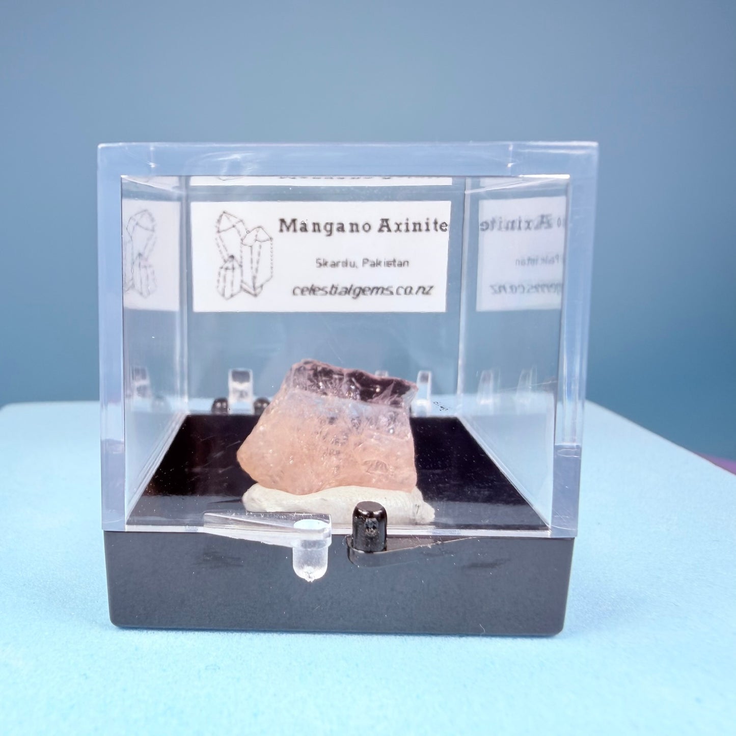 Rare Mangano Axinite Crystal Specimen in Box