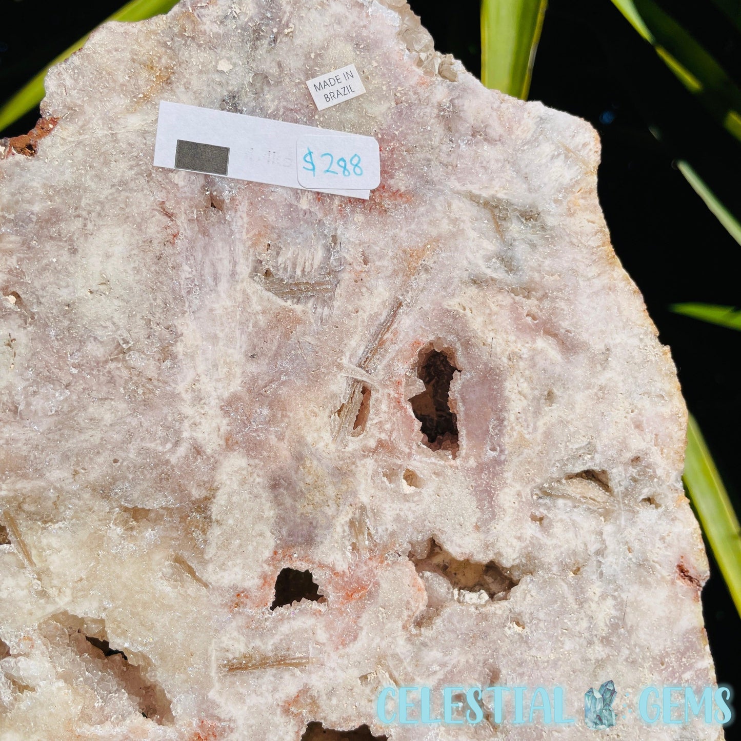 Pink Amethyst XL Semi-Polished Slice on Stand