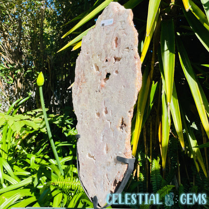 Pink Amethyst XL Semi-Polished Slice on Stand