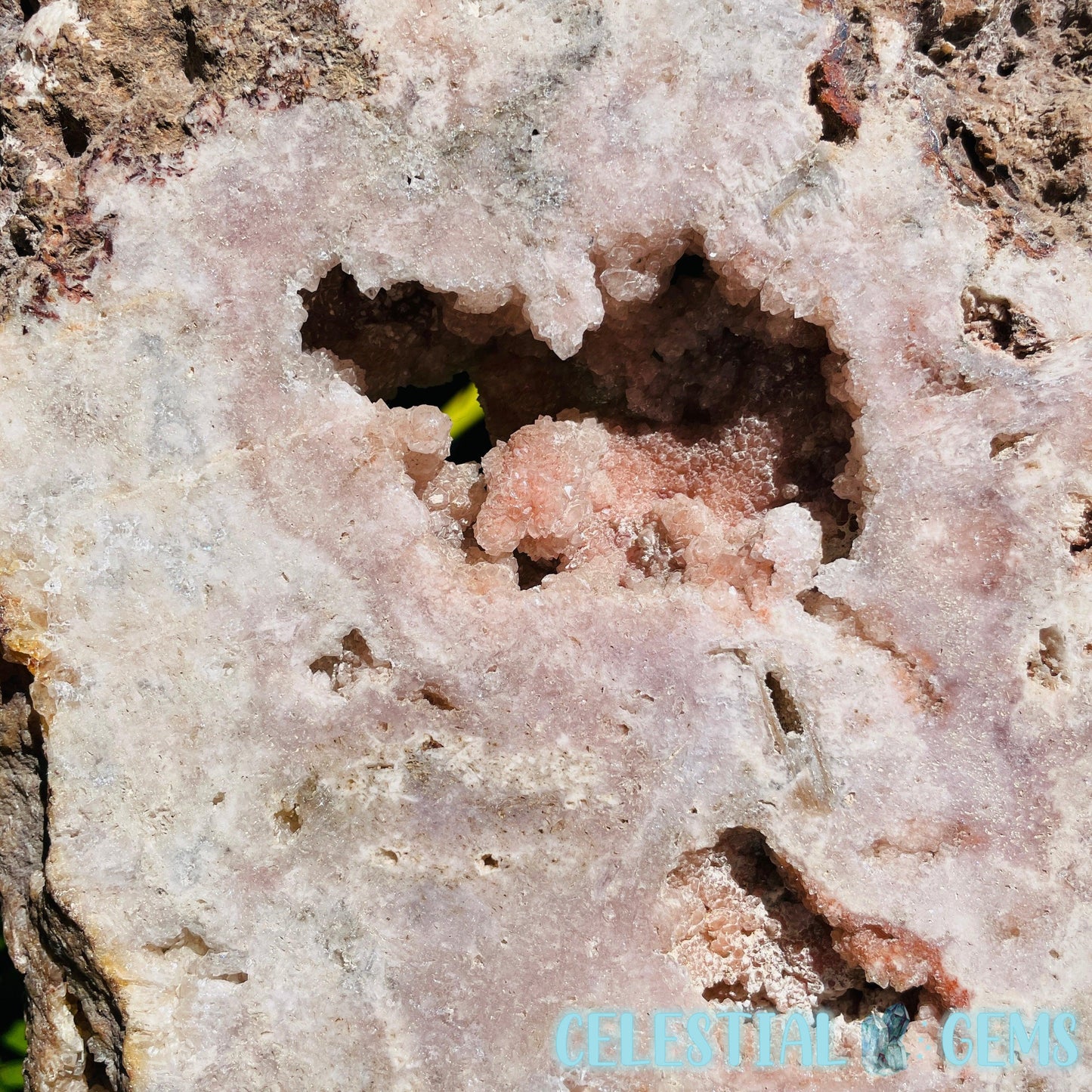 Pink Amethyst XL Semi-Polished Slice on Stand