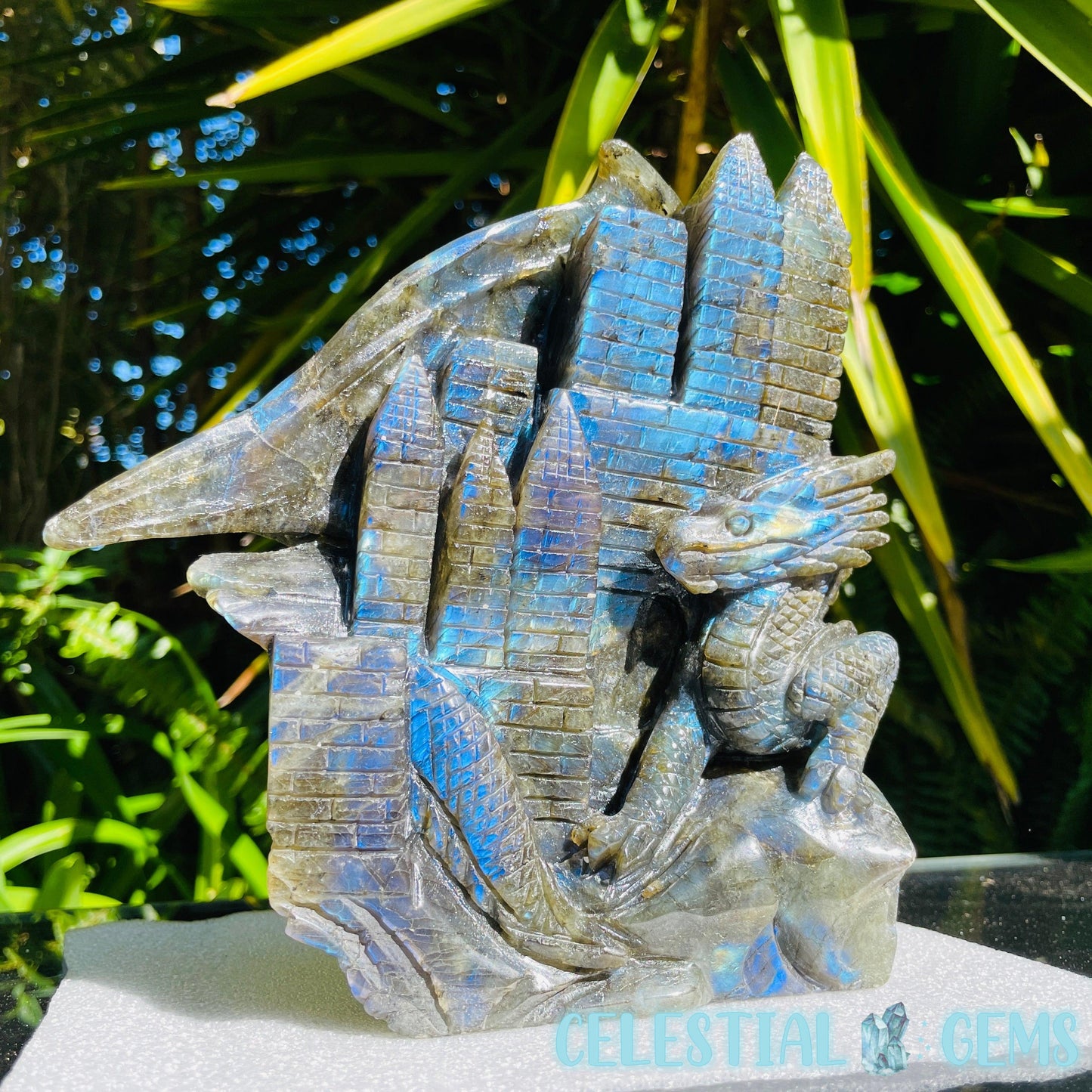 Labradorite Dragon Castle Large Carving